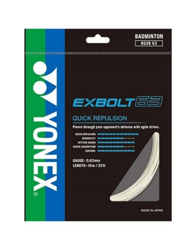 Yonex EXBOLT 63 Witte Badminton Snaarset (10 M) - Optimaliseer Je Spel