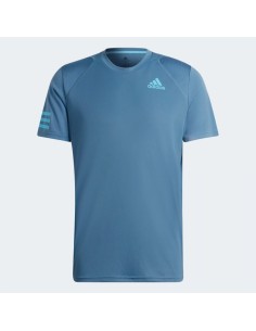 Adidas Club 3 Stripes Blue T-Shirt for Tennis Players