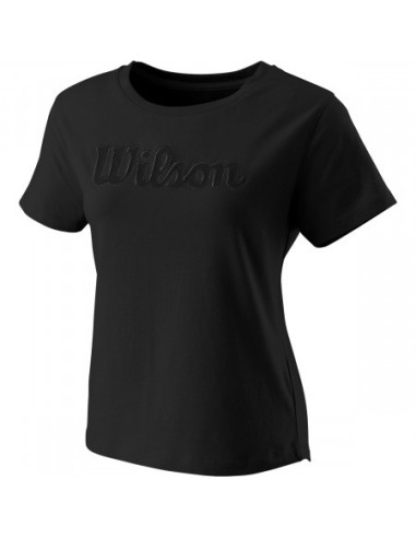T-Shirt Wilson Damen Script Eco Baumwolle Slimfit Schwarz 2022 