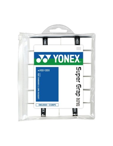 Yonex AC 102 x 12 Overgrip (White) - Enhanced Grip for Tennis Players 