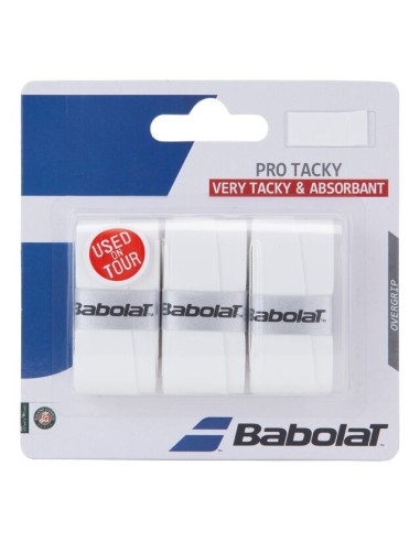 Babolat Pro Tacky Grip x 3 (White) for Enhanced Racket Control 
