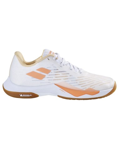 Babolat Shadow Tour 5 Dames Badmintonschoenen (Wit-Geel) 