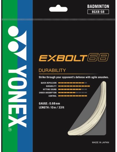 Set Cordage de Badminton Yonex Exbolt 65 Blanc (10 M)